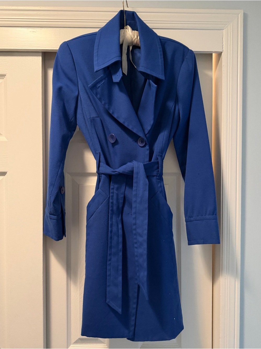 Trina Turk Classic Women's Royal Blue Trench Coat with Belt